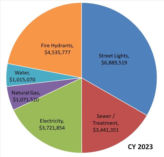 Pie chart of how much the City of Lexington spends on different types of energy.