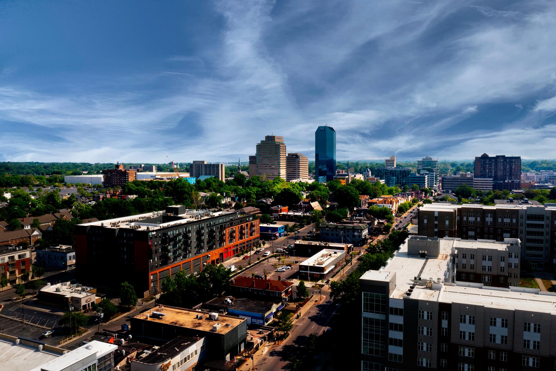 Aerial shot of downtown Lexington