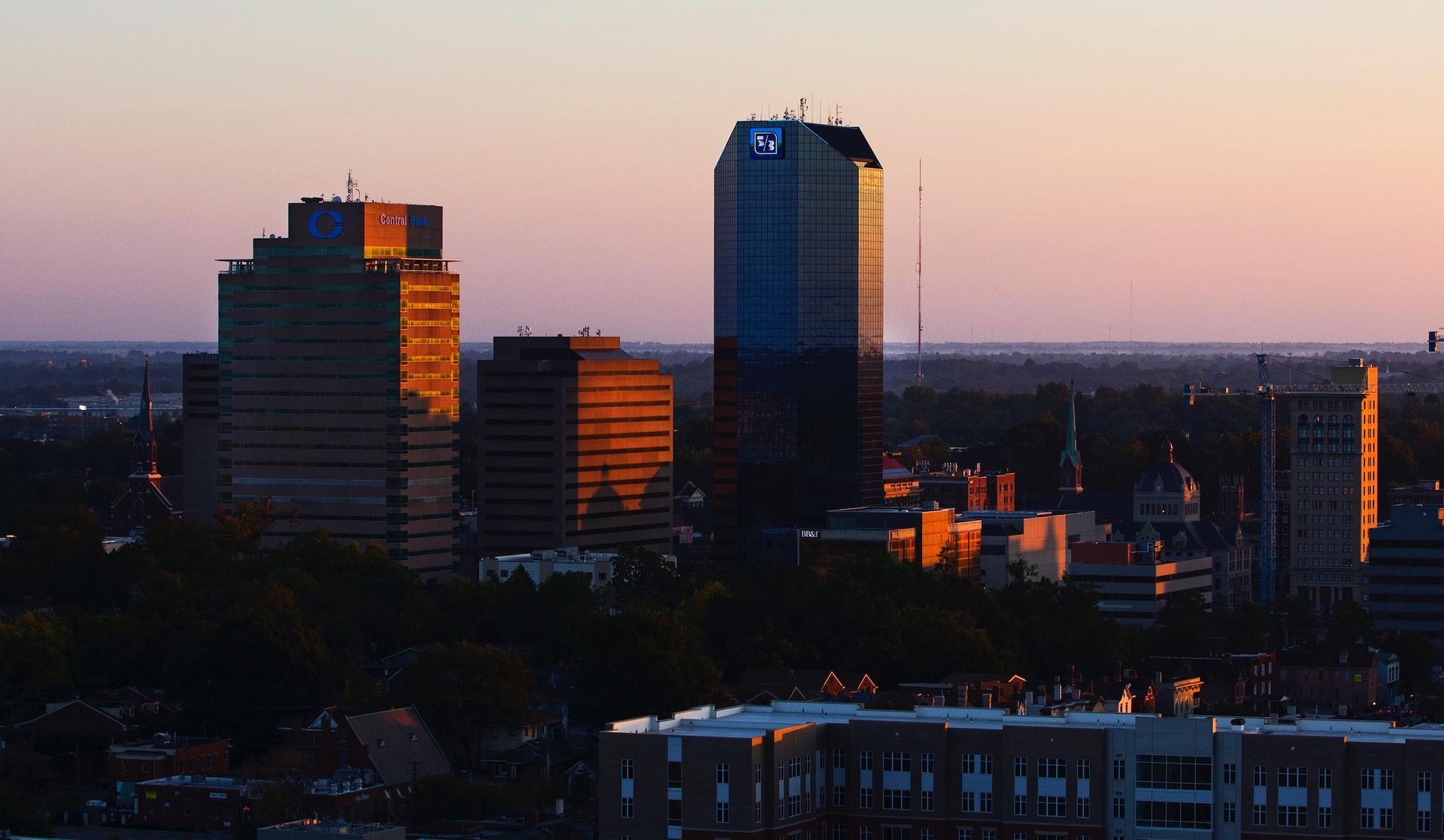 Sunrise over downtown Lexington.