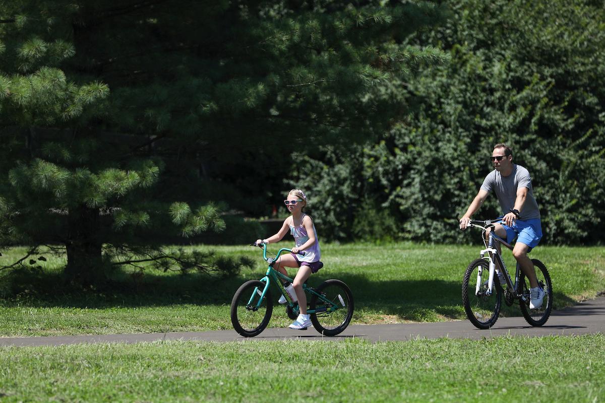 People biking in a park