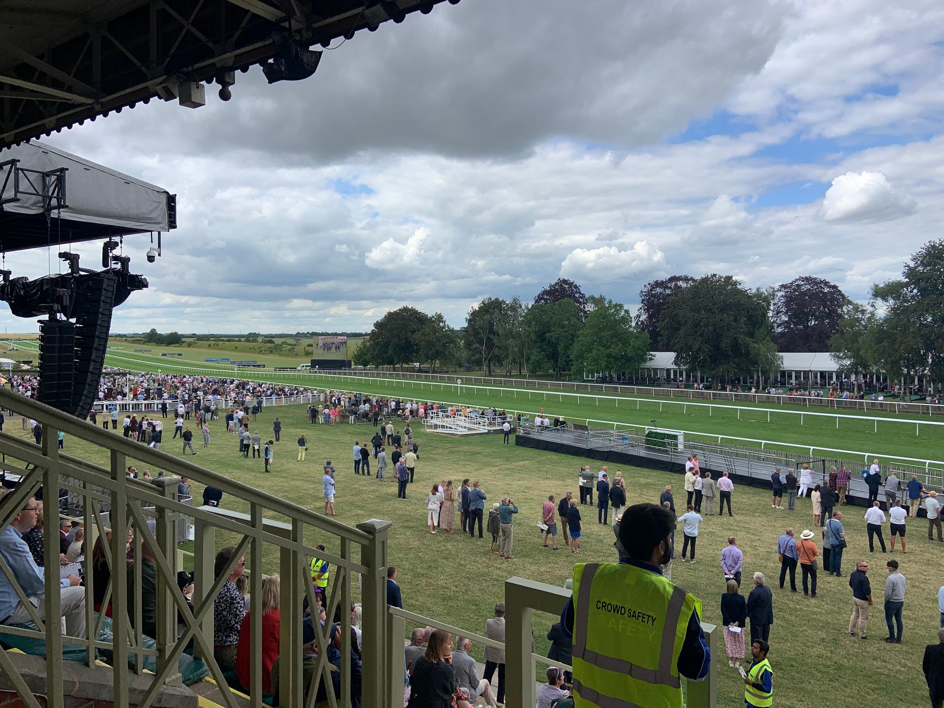 Newmarket, England horse race gathering.